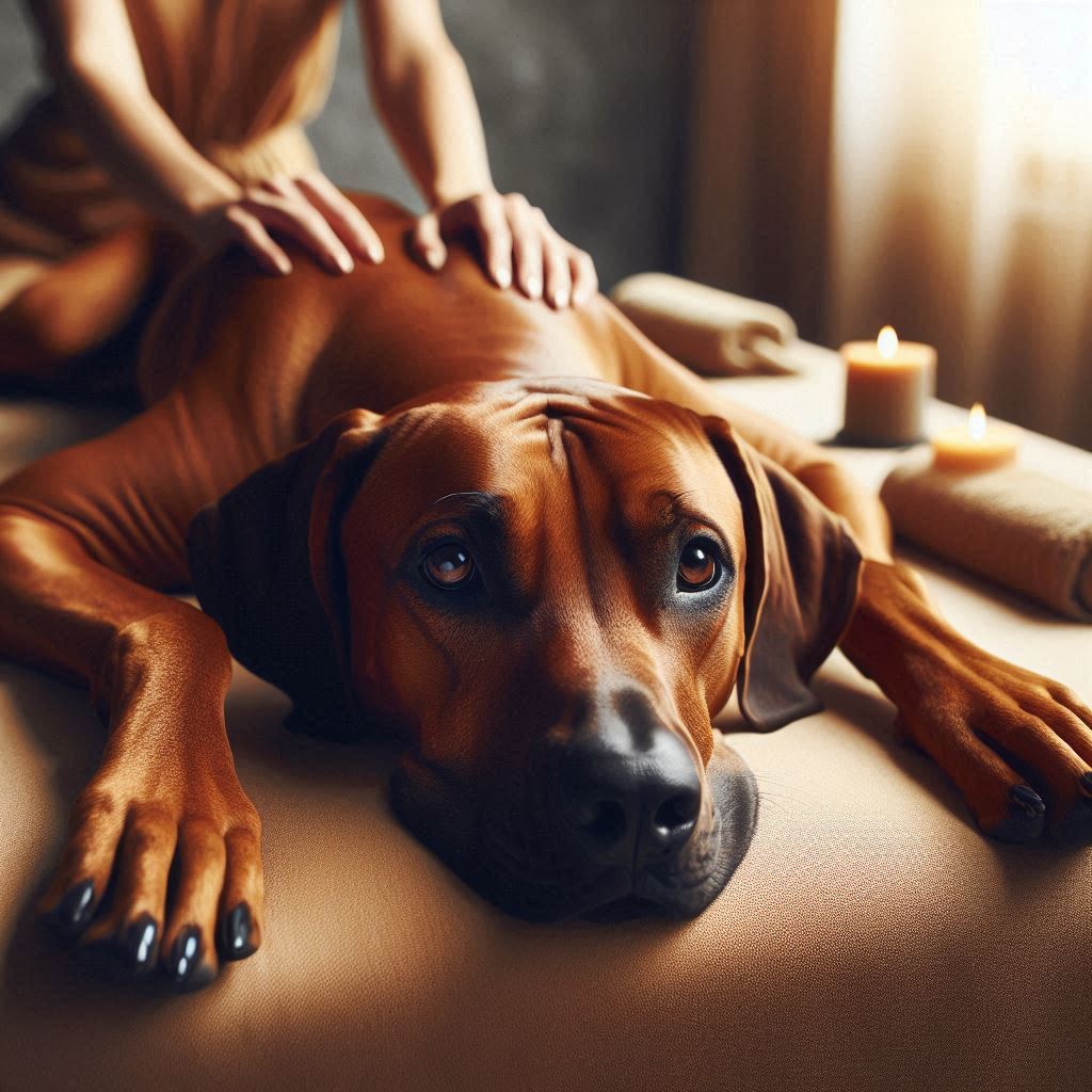 Hund wird von Therapeut behandelt